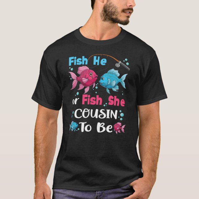 Camiseta fish he or fish she gender reveal family matching  (Frente)