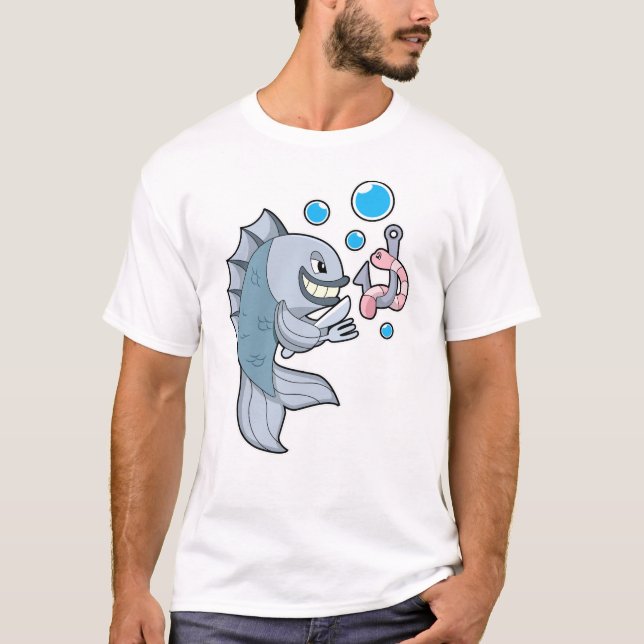 Camiseta Fish with Fish hook & Worm (Frente)