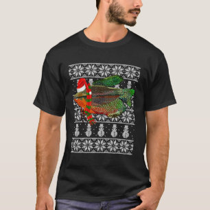 Camiseta Fish Xmas Santa Hat Pearl Gourami Feia Para O Nata