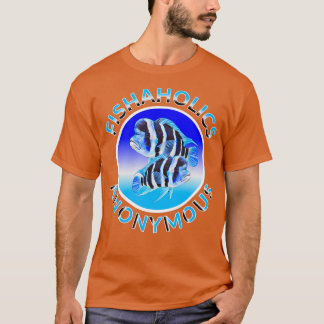 Camiseta Fishaholics Aquarium Anônimos Peixes Frontosa Cich