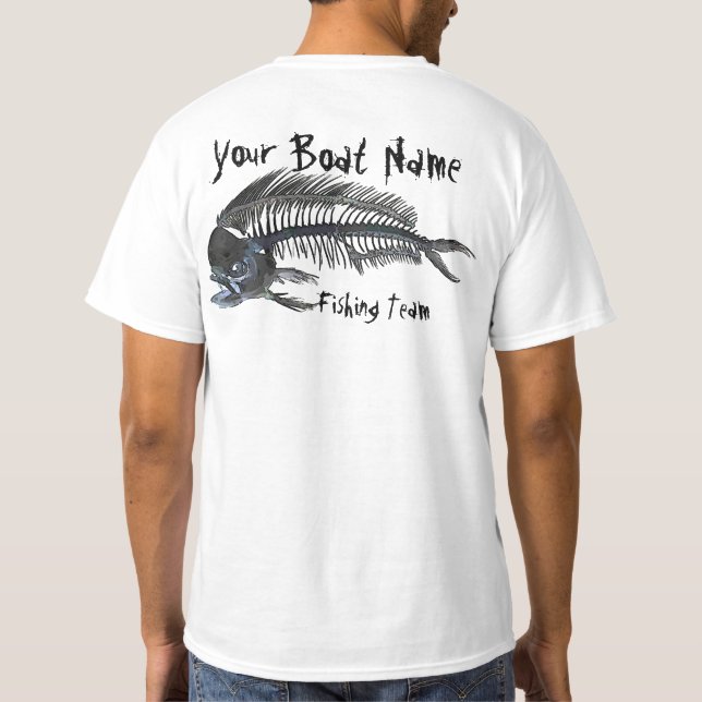 Camiseta Fishbones personalizados de Mahi do nome do barco (Verso)