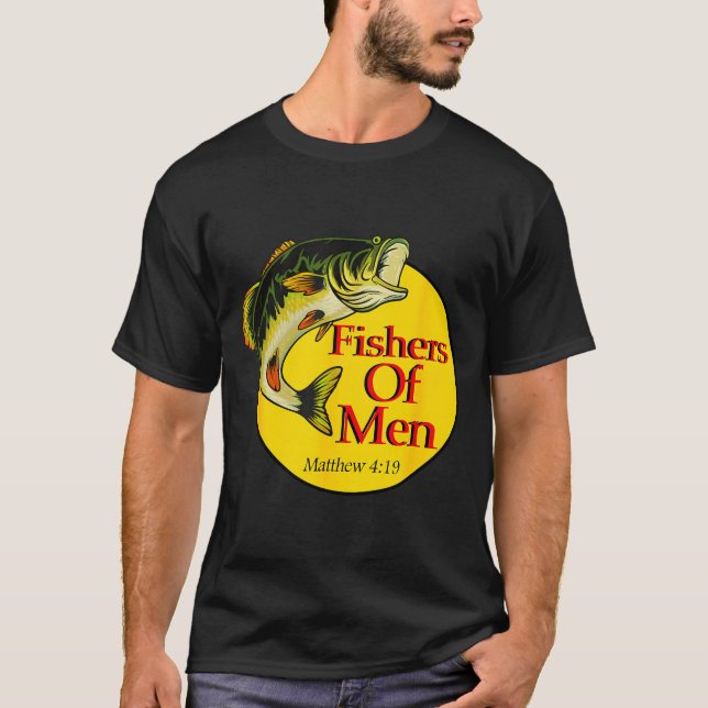 Camiseta Fishers Of Men Christian Matthew 4-19 Bible Fishin (Frente)