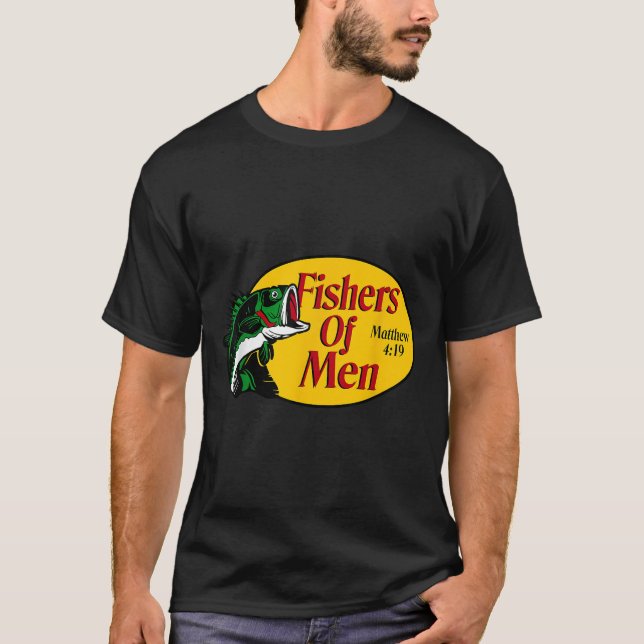 Camiseta Fishers Of Men Matthew 4-19 Bíblia Christian Fishi (Frente)