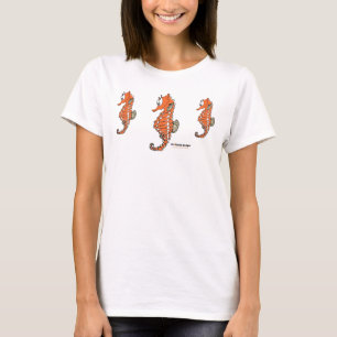 Camiseta Fishfry projeta o t-shirt de 3 cavalos marinhos