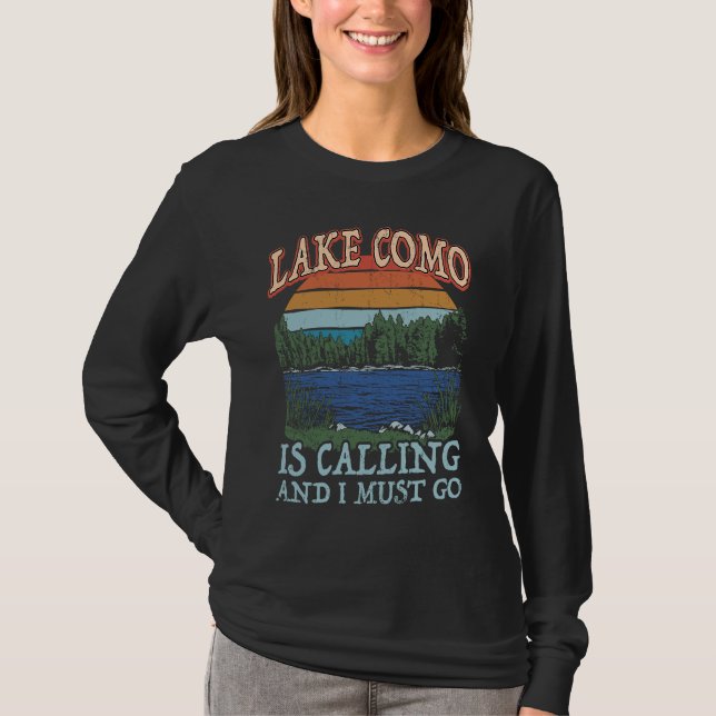 Camiseta Fishing Boating Camping Retro Lake Vacation Lake C (Frente)