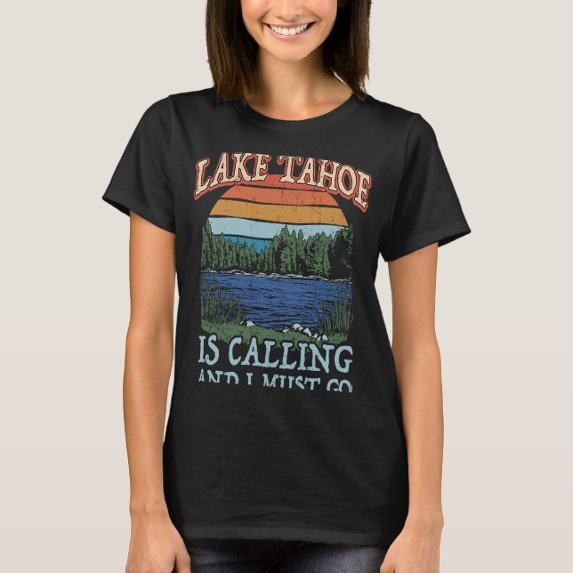 Camiseta Fishing Boating Camping Retro Lake Vacation Lake T (Frente)