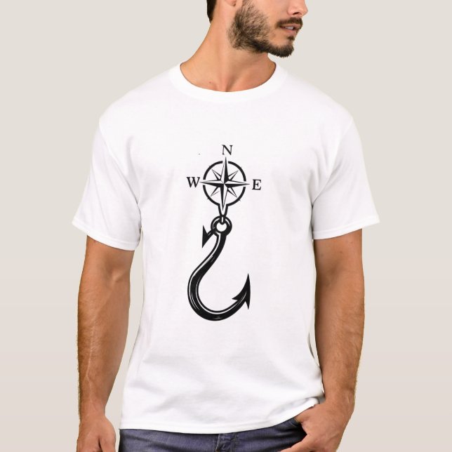 Camiseta Fishing Hook Compass Tee- Nautical Adventure Style (Frente)