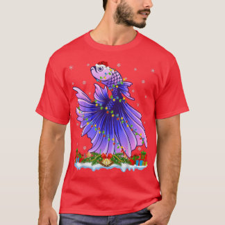Camiseta Fishing Lover Family Matching Santa Betta Fish Chr