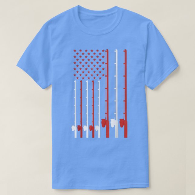 Camiseta Fishing Rod American Flag 918  (Frente do Design)
