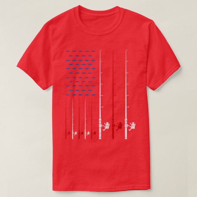 Camiseta Fishing Rods American Flag 928  (Frente do Design)