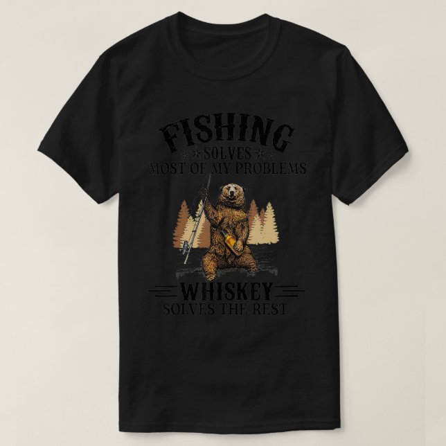 Camiseta Fishing Solves Most Of My Problems  Bear And Whisk (Frente do Design)