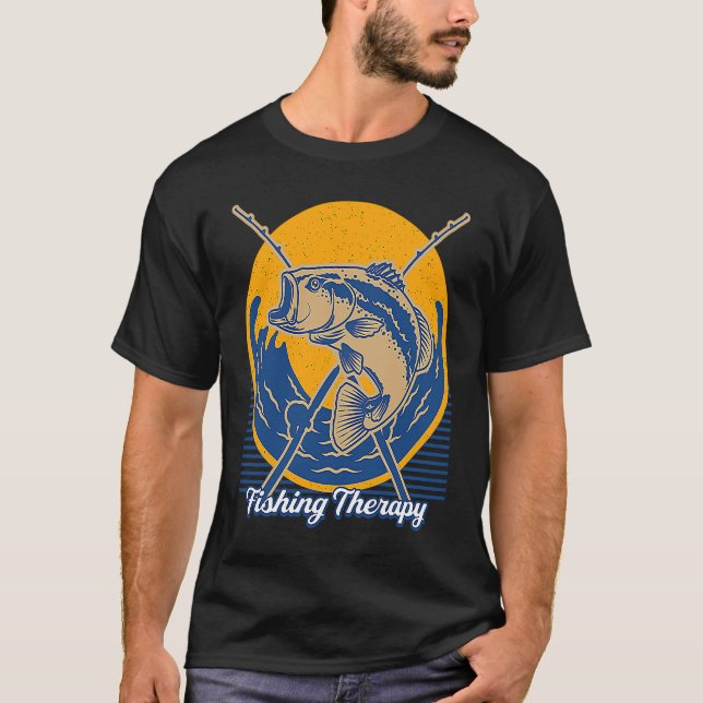 Camiseta Fishing Therapy Happiness Fisherman Positive Fish  (Frente)