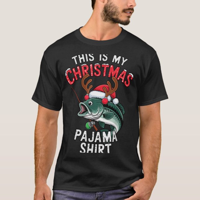Camiseta Fishing This Is My Christmas Pajama B Fish Santa H (Frente)