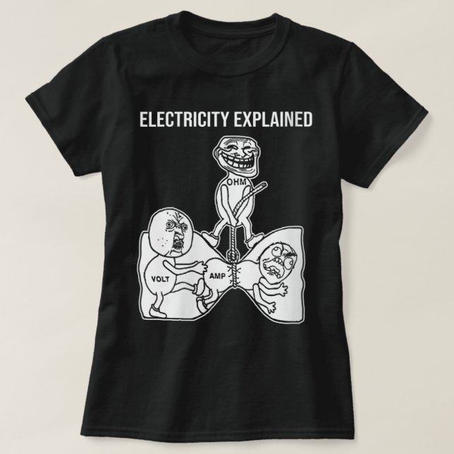 Camiseta Física de eletricidade explicada pela eletricidade (Frente do Design)