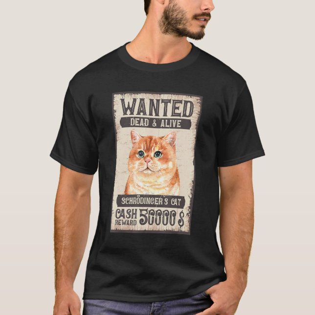 Camiseta Física de Gato de Schrödinger queria Morto e Gato  (Frente)