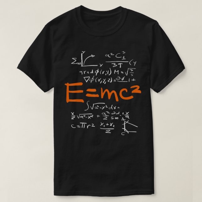 Camiseta Física E MC2 — Matemática de Fórmula Equivalente d (Frente do Design)