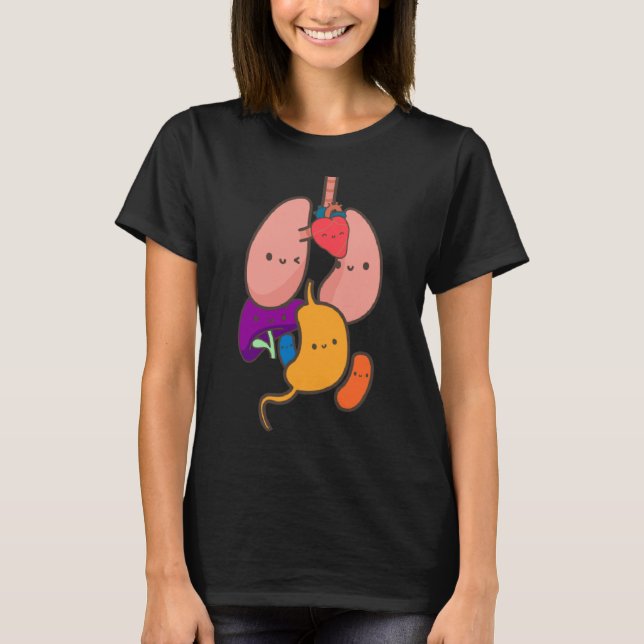 Camiseta Fisiologia Anatômica Pulmões Cardíacos Órgãos Vita (Frente)