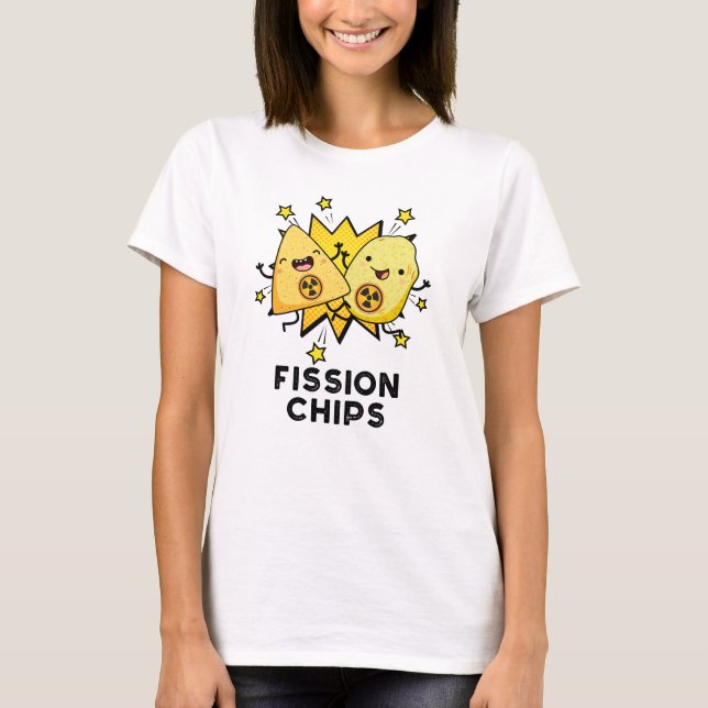 Camiseta Fissão Chips Engraçado Física Comida Pun (Frente)