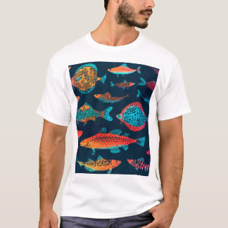 Camiseta Fissuras por aquarela: Azul Profundo sem costura