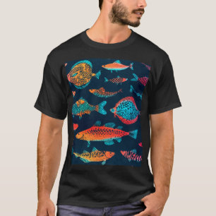Camiseta Fissuras por aquarela: Azul Profundo sem costura