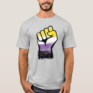 Camiseta Fist de Protesto de Orgulho Não-Binário