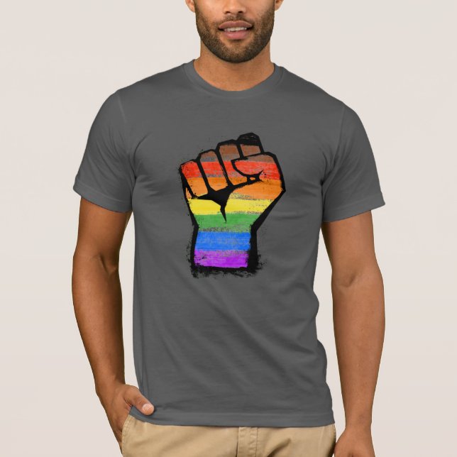 Camiseta Fist do Orgulho Filial LGBTQ POC (Frente)