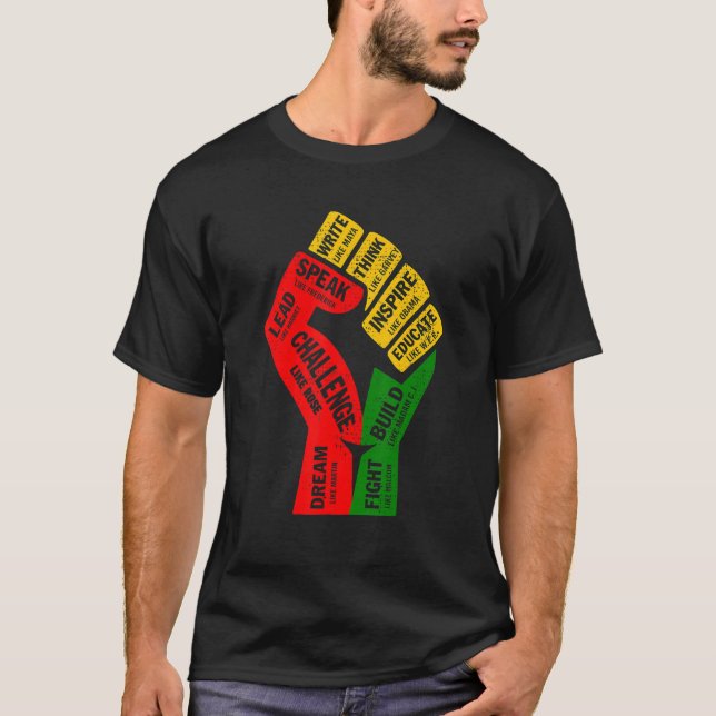 Camiseta Fist Hand Inspiring Black Leaders Power Black Hist (Frente)