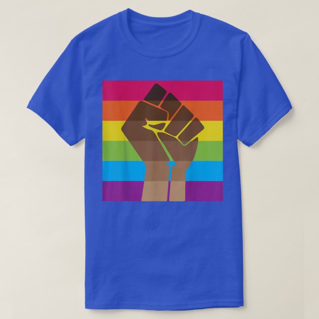 Camiseta Fist Hand Rainbow Gay Pride BLM LGBT Awareness Mon (Frente do Design)