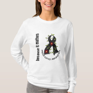 Camiseta Fita 3 da flor do cancer de pele da melanoma