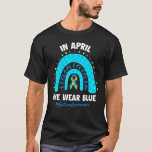 Camiseta Fita Arco-Íris Puzzle Em Abril Nós Usamos Azul Aut