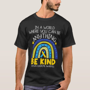Camiseta - Fita Azul Amarela de Conscientização da Síndrome