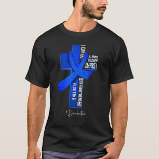 Camiseta Fita Azul de Conscientização sobre Diabetes Cruz C