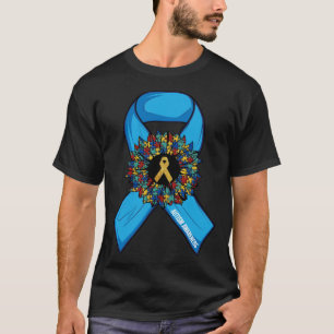 Camiseta Fita Azul do Girassol do Autismo Em Abril Nós Usam