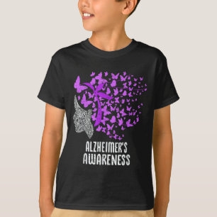 Camiseta Fita Borboleta Roxa Conscientização Alzheimer Mulh