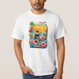 Camiseta Fita Cassete Mixtape de Verão com Elementos Tropic