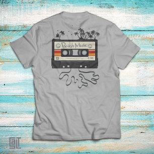 Camiseta Fita Cassete Música de Praia dos Anos 80 Vintage R