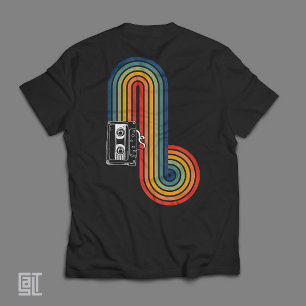 Camiseta Fita Cassete Retro dos Anos 80 Onda Arco-Íris – Mi