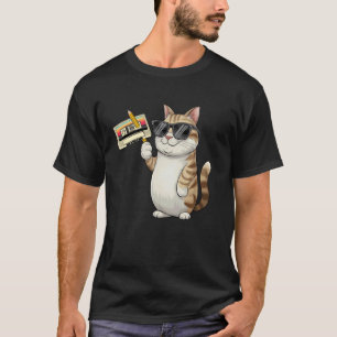 Camiseta Fita Cassete Retro e Lápis Meme Gato anos 90 casse