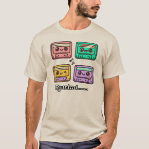 Camiseta Fita Cassete Retro Fofa "Retroceder" Design Kawaii