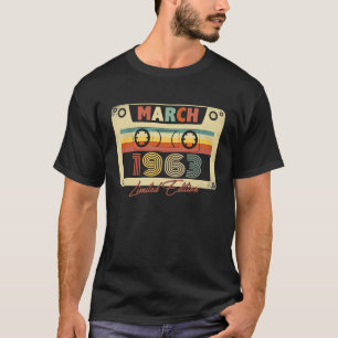 Camiseta Fita Cassete Retro Março 1963 60º aniversário 60 A