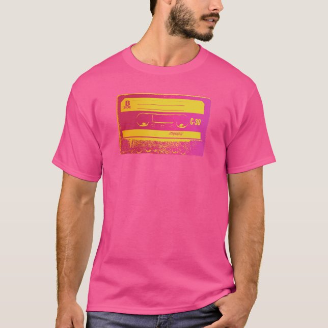 Camiseta Fita Cassete Retroativa Rosa e Amarela (Frente)