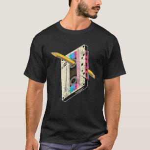 Camiseta Fita Cassete Vintage Anos 80 Lápis Retrocessão Nos
