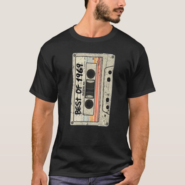 Camiseta Fita Cassette Retro Birthday Nascer 1969 Melhor de (Frente)