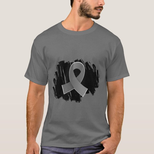Camiseta Fita cinzenta do cancro cerebral com Scribble (Frente)