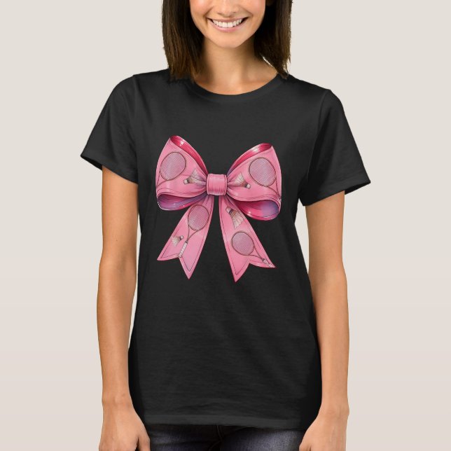 Camiseta Fita Cor-de-Arco Badminton Shuttle Racket Rosa (Frente)