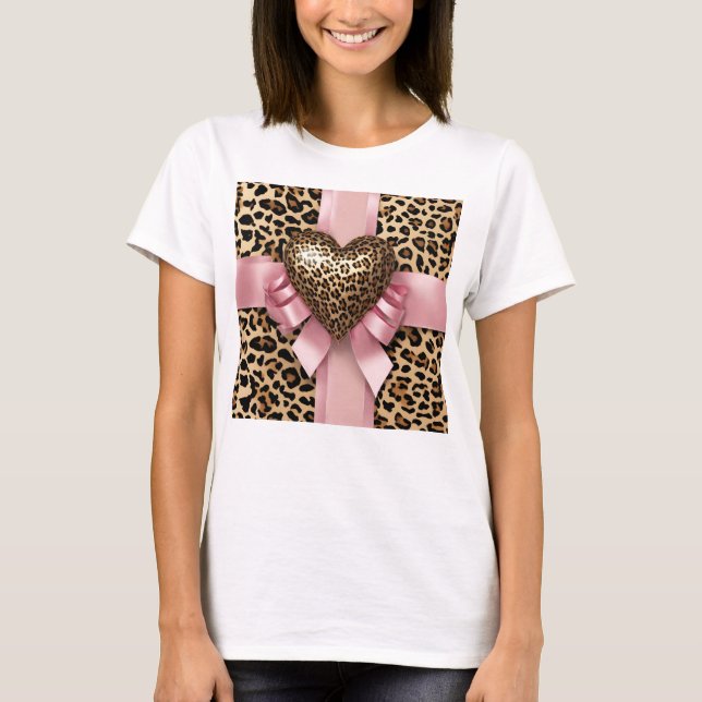 Camiseta Fita Cor-de-rosa com impressão leopardo (Frente)