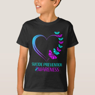 Camiseta Fita Coração Borboleta Conscientização Prevenção S
