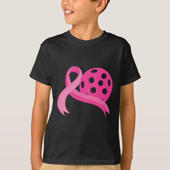 Camiseta Fita Coração Rosa Fita Picleball Cancer Awarene (Frente)