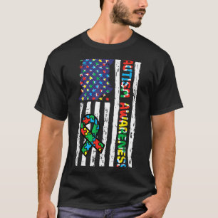 Camiseta fita da bandeira de conscientização do autismo hom