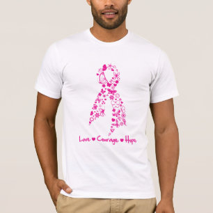 Camiseta Fita da borboleta da esperança da coragem do amor